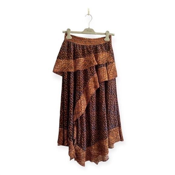 Ulla Johnson Silk Omila Skirt in Agate, Size 2, Brown burgundy multi, New with - Picture 3 of 16